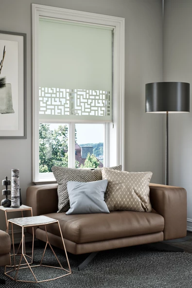 Lazer Kesim Mat Stor Perde, Lazer Kesimli Klasik Serisi, C-3007 Çağla Yeşili Renk ürün görseli 1