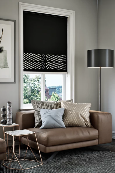 Lazer Kesim Mat Stor Perde, Lazer Kesimli Klasik Serisi, C-2008 Siyah Renk ürün görseli 1