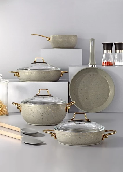 Bonera Marbella 8 Parça Nardo Gri Güveç Model Tencere Seti