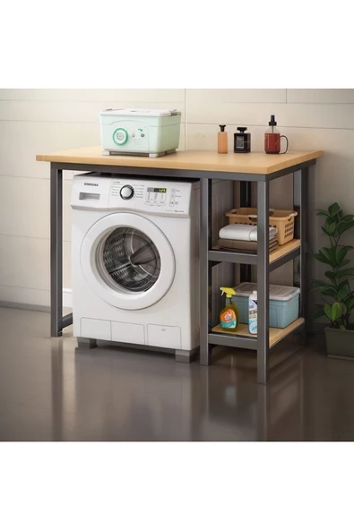 anka design  LİNDSAY ÇAMAŞIR MAKİNESİ BÖLMELİ BANYO RAFI - 3