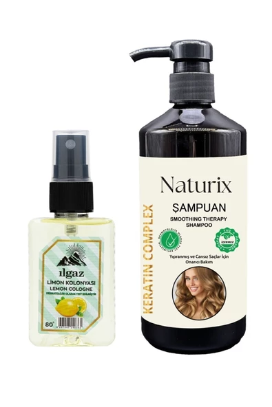 Naturix 2'li Set - Tuzsuz Onarıcı Keratin Bakım Şampuanı 600 Ml & Limon Kolonyası Sprey 50 Ml - Resim 1