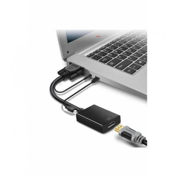 VGA Hdmi Çevirici Dönüştürücü Kablo Ses Destekli Vga to Hdmi - 6