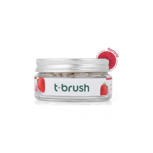 T-Brush Çilek Aromalı Diş Macunu Tableti-Florürsüz