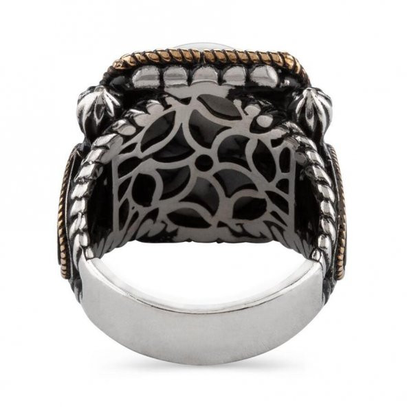 Özel Tasarım Beyaz Firuze Taşlı 925 Ayar Gümüş Yüzük - Resim 3