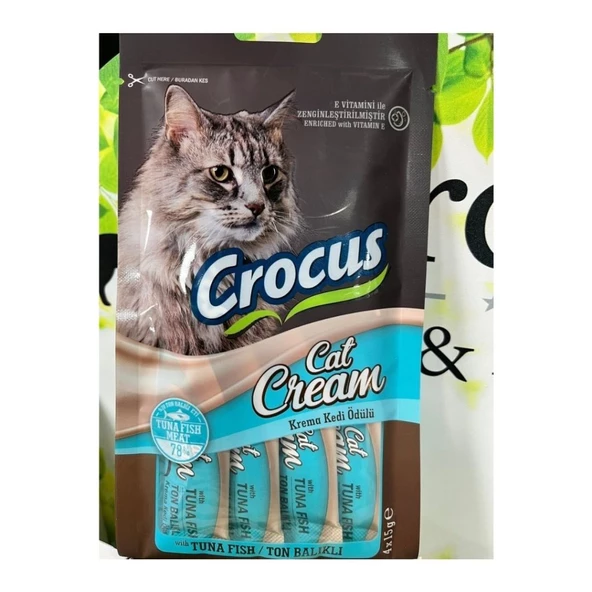 Crocus Ton Balıklı Krema Kedi Ödülü Lezzetli ve Besleyici Kedi Atıştırmalığı 4 x 15g