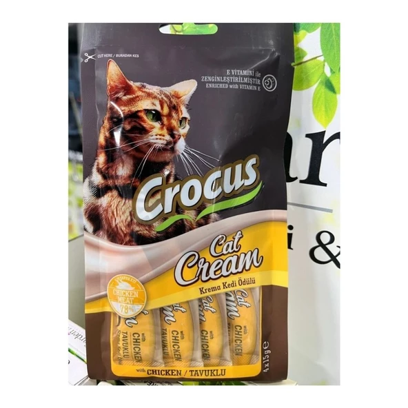 Crocus Tavuklu Krema Kedi Ödülü Lezzetli ve Sağlıklı Kedi Atıştırmalığı 4 x 15g