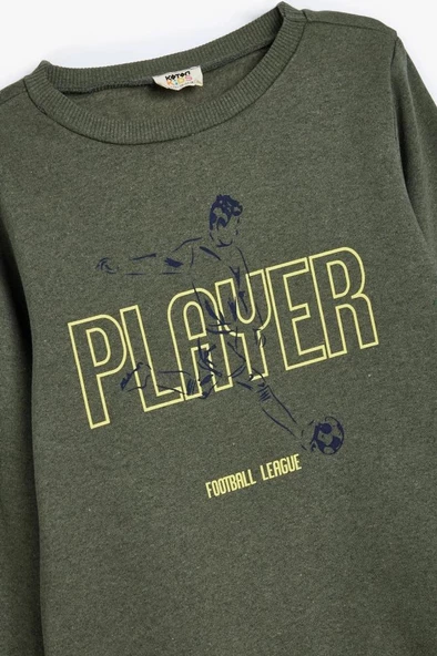 Koton Erkek Çocuk Sweatshirt Uzun Kollu Bisiklet Yaka Futbol Temalı Baskı Detaylı - 3