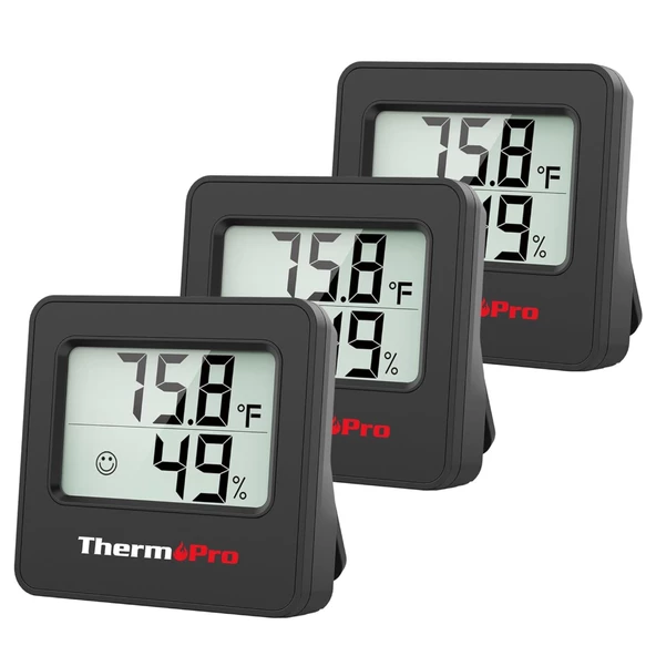 ThermoPro TP157 İç Mekan (Sera, Dolap, Bebek Odası) Hassas Sıcaklık ve Nem Ölçer Mini Termometre 3 Adet