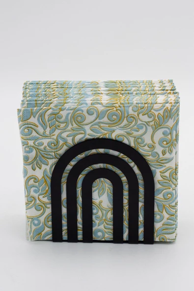 Metal Masa Üstü Sofra Dekoratif Siyah Peçetelik - 4