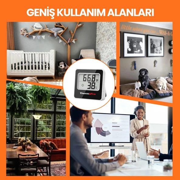 ThermoPro TP157 İç Mekan (Sera, Dolap, Bebek Odası) Hassas Sıcaklık ve Nem Ölçer Mini Termometre 2 Adet - 7
