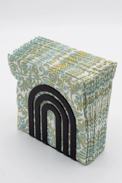 Metal Masa Üstü Sofra Dekoratif Siyah Peçetelik - 2