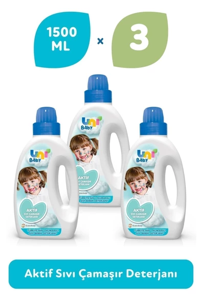 Uni Baby Sıvı Çamaşır Deterjanı 1500ML Aktif -Mavi -3 Lü Set