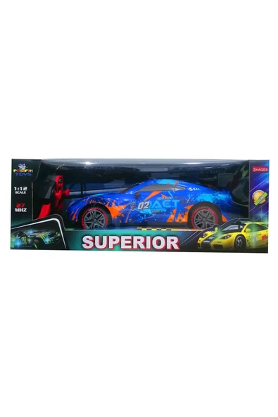 Pasifik Toys Pasifik 1:12 Superior Uzaktan Kumandalı Full Fonksiyon Şarjlı Spor Araba Mavi