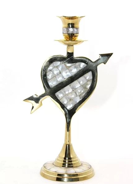 Pirinç Sedefli Tekli Şamdan 11056-975 ürün görseli