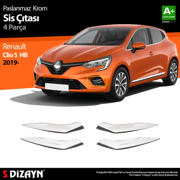 Renault Clio 5 Krom Sis Çıtası 4 Prç. 2019 2020 2021 2022 2023 ürün görseli 1