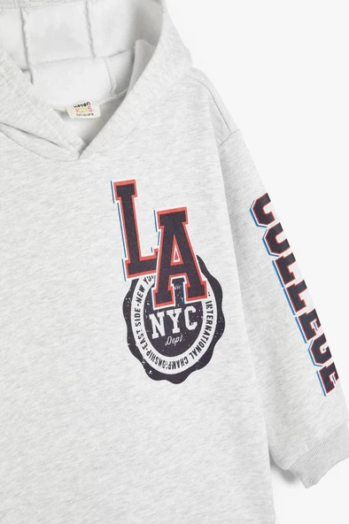 Koton Erkek Çocuk Kapşonlu Sweatshirt Los Angeles Baskılı Uzun Kollu - 3