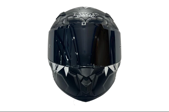 Sway 820 Full Face Aynalı Vizör Kapalı Motosiklet Kaskı L Beden Monster Model - 5
