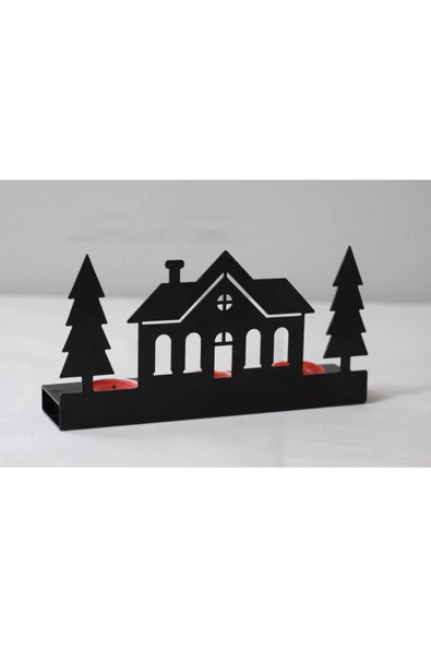 Dekoratif Ev Tasarım Metal Mumluk Siyah Şamdan - 6