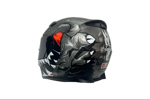 Sway 820 Full Face Aynalı Vizör Kapalı Motosiklet Kaskı L Beden Monster Model - 6