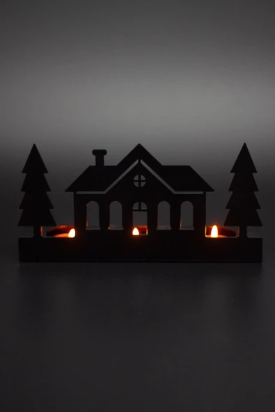 Dekoratif Ev Tasarım Metal Mumluk Siyah Şamdan - 5