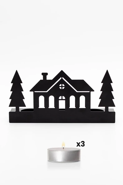 Dekoratif Ev Tasarım Metal Mumluk Siyah Şamdan - 2