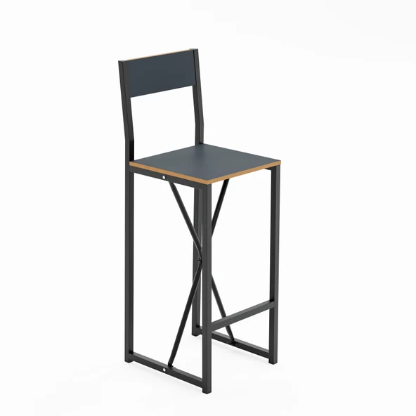 Eportatif Bar Sandalyesi Mutfak Sandalyesi Otel Cafe Sandalye Füme 1566 - 5