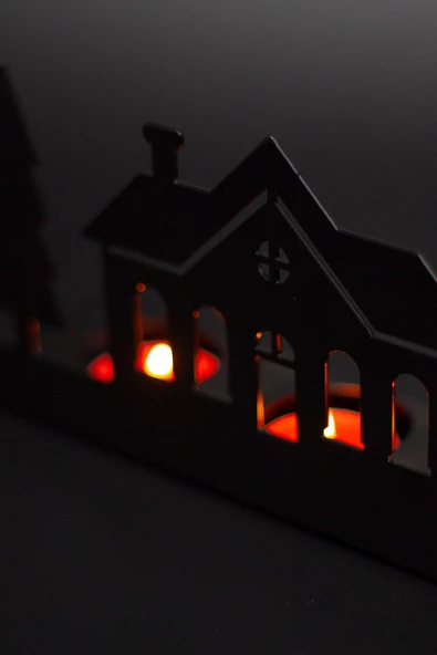 Dekoratif Ev Tasarım Metal Mumluk Siyah Şamdan - 4