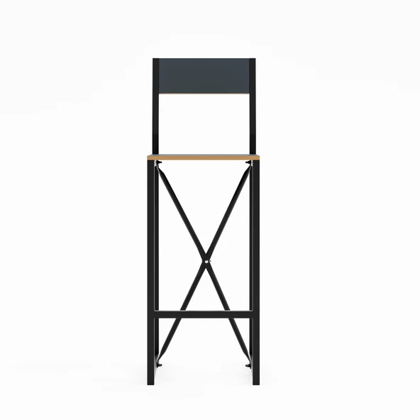 Eportatif Bar Sandalyesi Mutfak Sandalyesi Otel Cafe Sandalye Füme 1566 - 4