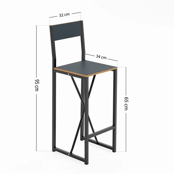Eportatif Bar Sandalyesi Mutfak Sandalyesi Otel Cafe Sandalye Füme 1566 - 6