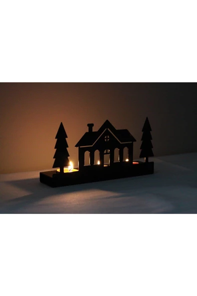 Dekoratif Ev Tasarım Metal Mumluk Siyah Şamdan - 3