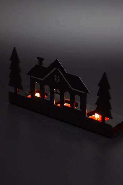 Dekoratif Ev Tasarım Metal Mumluk Siyah Şamdan