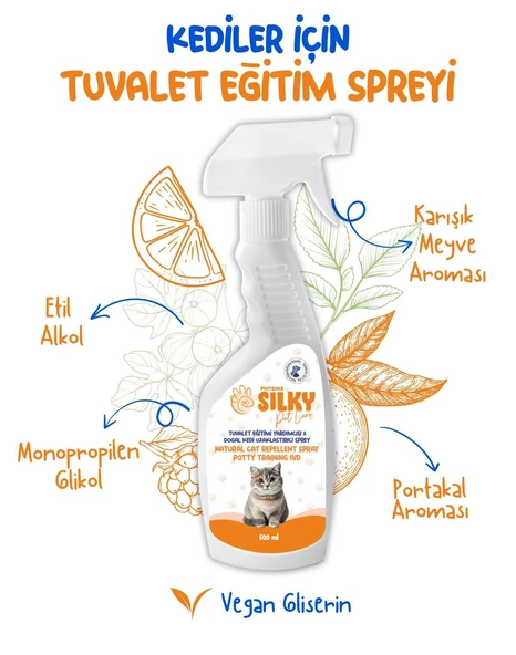 Silky - Kedi Uzaklaştırma ve Tuvalet Eğitim Desteği Spreyi -  500ml - 4
