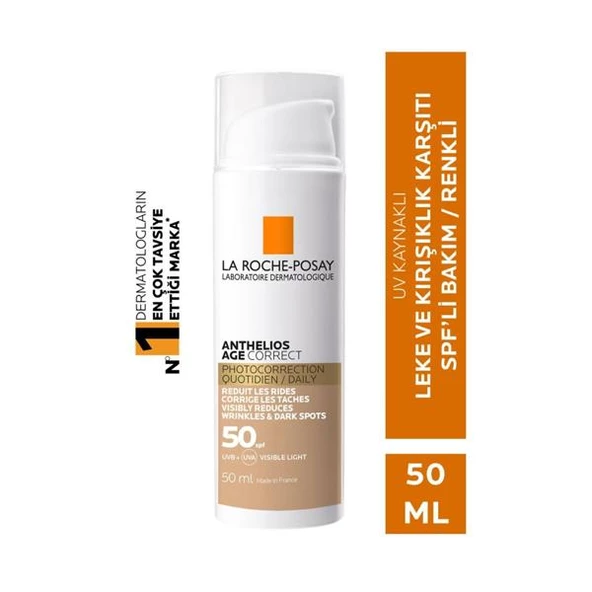 La Roche Posay Anthelios Age Correct Daily Cc Cream (Spf50+) TİNTED Leke ve Kırışıklık Karşıtı Bakım 50 Ml-SKT:11/2026