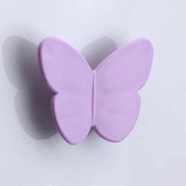 Plastik Kelebek Kulp Lila Mobilya Çoçuk Odası Kız Erkek Dolap Kapak Kulpu Çekmece Kulbu 1 ADET - 7