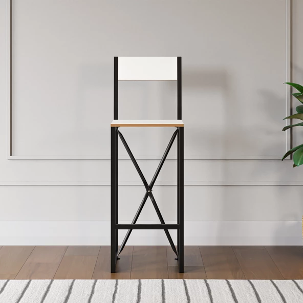 Eportatif Bar Sandalyesi Mutfak Sandalyesi Otel Cafe Sandalye Beyaz 1565 - 3