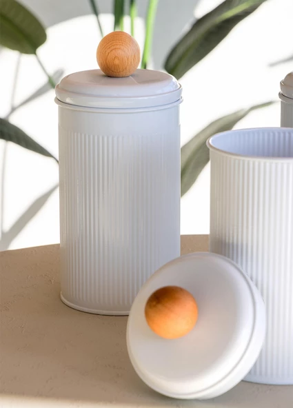 The Mia Stripe Çay Kahve Şeker Kavanozu Beyaz 1,20 Lt - 3