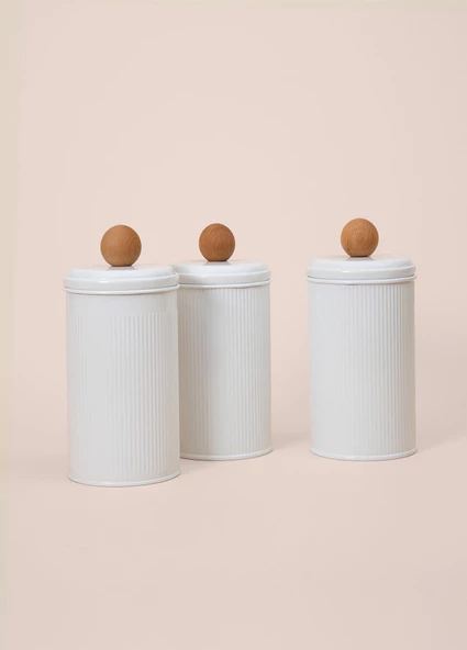 The Mia Stripe Çay Kahve Şeker Kavanozu Beyaz 1,20 Lt - 4