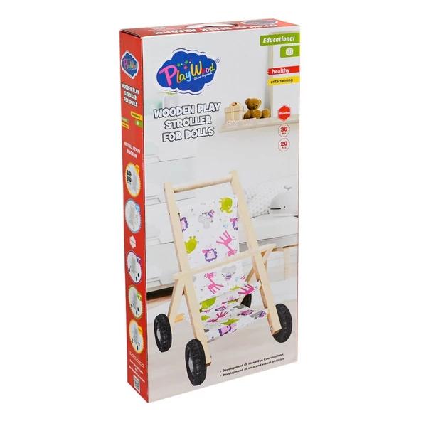 ONYIL AHŞAP PUSET OYUNCAK BEBEK ARABASI ONY-386 - 2