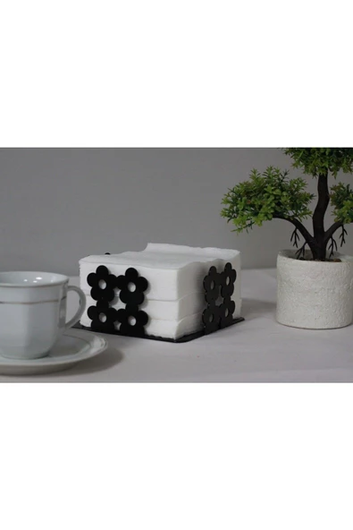 Metal Dekoratif Peçetelik  Desenli Peçetelik Siyah - 4