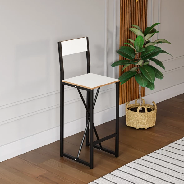 Eportatif Bar Sandalyesi Mutfak Sandalyesi Otel Cafe Sandalye Beyaz 1565 - 2