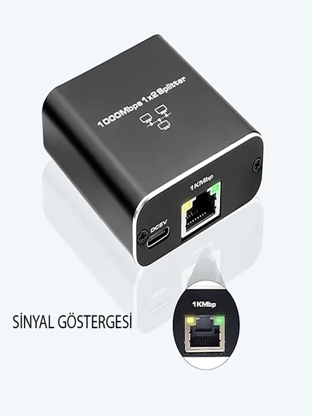 Ethernet Ayırıcı 1'i 2 Arada Çıkış Yüksek Hızlı 1000Mbps Cat5/5e/6/7/8 Kablo İçin Ayırıcı Adaptörü - Resim 6