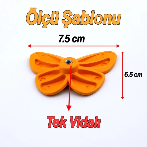 Plastik Kelebek Kulp Turuncu 10 ADET Mobilya Çoçuk Odası Kız Erkek Dolap Kapak Kulpu Çekmece Kulbu - 4