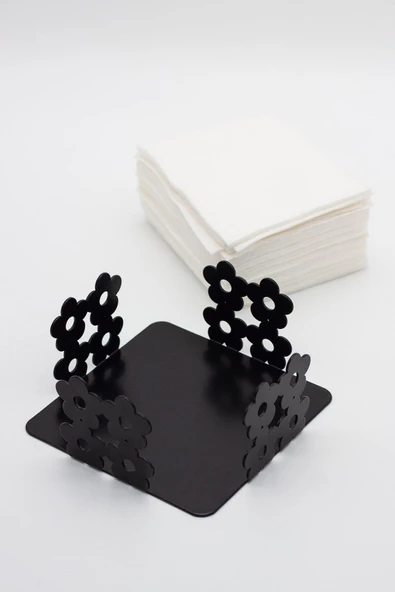 Metal Dekoratif Peçetelik  Desenli Peçetelik Siyah