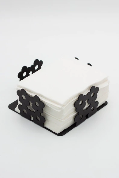 Metal Dekoratif Peçetelik  Desenli Peçetelik Siyah - 2