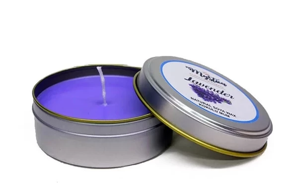 Soya Wax Mum Kokulu Tenekede Lavender