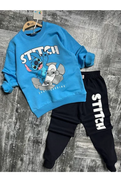 Stitch Desenli Efsane Mavi Takım