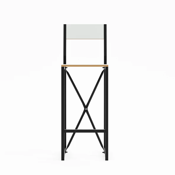 Eportatif Bar Sandalyesi Mutfak Sandalyesi Otel Cafe Sandalye Beyaz 1565 - 4