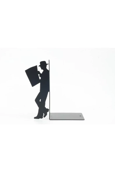 Gazete Okuma Desenli Metal Kitap Desteği - Kitap Tutucu - Ev Ve Ofis Dekoratif Aksesuar (2 Lİ SET) - Resim 3