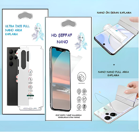 Oppo RENO Z - NANO Ekran Koruyucu HD Şeffaf + NANO Arka Kaplama SET Ultra İnce Esnek