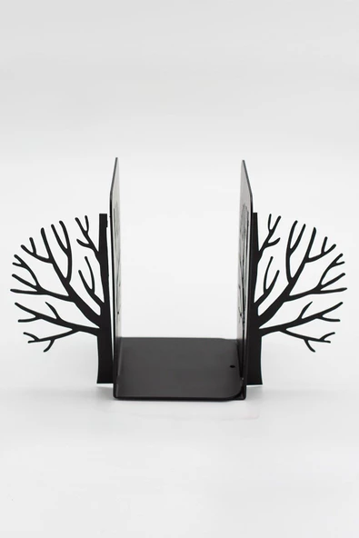 Metal Ağaç Desenli Kitap Desteği Kitap Tutacağı Siyah - 2